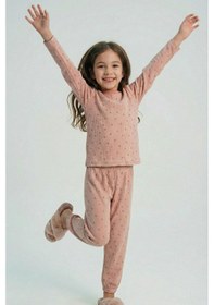 Resim Breeze Kız Çocuk Pijama Takımı Minimal Mini Desenli 4-8 Yaş, Gülkurusu Gülkurusu 