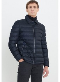Resim Ac&Co / Altınyıldız Classics Erkek Lacı Standart Fit Normal Kesim Gömlek Yaka Fermuarlı Yan Cepli Kapitone Desenli Şişme Mont Lacı Lacivert 