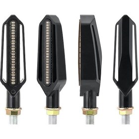 Resim Honmex Motosiklet Modifikasyon 24led Çift Renk Akışlı Sinyal, Fren Lambası, Gündüz Farı, 4 Adet/set 