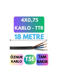 Resim Öznur 4x0,75 Ttr Kablo Metre Seçenekli Siyah - 18 Metre 