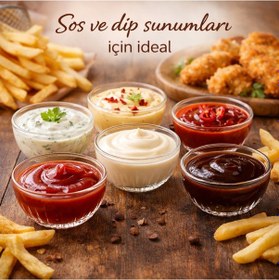 Resim Marılla 6 Lı Cam Mini Kase Seti 135 Ml Kuruyemiş Sos Tatlı Sunum Kasesi Şeffaf 