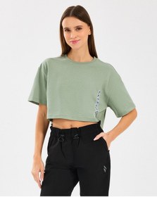 Resim Skechers W Crop Fit Graphic Tee T-shirt Kadın Mavi Tshirt S2510145-306 Mavi 