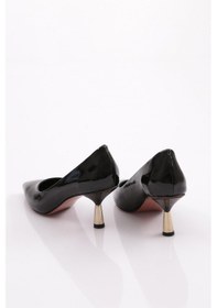 Resim Dgn 340-1 Kadin Sivri Burun Parmak Dekolteli Topuklu Ayakkabi 340-1-1918-R1645 Siyah 