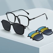 Resim 4’ü 1 Arada Manyetik Klipsli Gözlük - Yaylı Menteşeli TR Çerçeve, Reçetesiz Geniş Lens (>139mm) Erkek ve Kadınlar İçin Değiştirilebilir Mavi/Sarı/Siyah/ Şeffaf Camlar, Şık Poligonal Tasarım, Dayanıklı & Rahat Aksesuar – Okul Başlangıcı, Öğretmenler Günü, Mezuniyet Hediyesi 