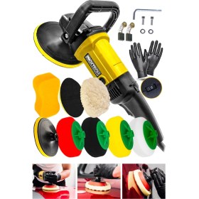 Resim Proxtech Premium 6 Kademeli Devirli Sünger Setli Zımpara Pasta Cila Büyük Polisaj Makinesi Ful Takım 