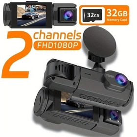 Resim Motion003 Mini 2 Kanallu Araç Kamerası 170 Geniş Açı Dönebilir Lens Döngü Kaydı 32gb Hafıza G-sensörü 