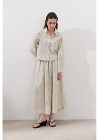 Resim Manuka Desenli Poplin Etek Sarı Sarı 