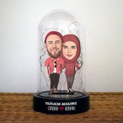 Resim Şahane Çiftler Karikatürlü Işıklı Fanus Biblo 