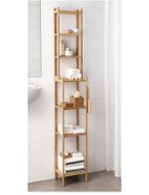 Resim IKEA Bambu Banyo Raf Ünitesi 33x163 Meridyendukkan Kare Model Banyo Rafı Doğal Banyo Düzenleyici 