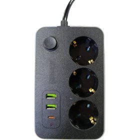 Resim Skygo 3 lü Akım Korumalı Priz 3414 1 Priz Özellikli 2 USB 1 Type-C Girişli Termal Koruma 