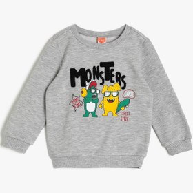 Resim Erkek Bebek Yazılı Baskılı Sweatshirt 