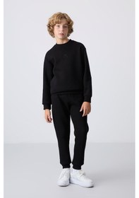 Resim Tommylife Tommy Life Siyah Pamuklu Kalın İçi Tüylü Yumuşak Dokulu Standart Fit Nakışlı Erkek Çocuk Eşofman Takım - 11249 Siyah 