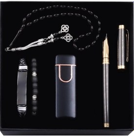 Resim Füme Dolma Kalem & Siyah Rose Usb Şarjlı Ve Dokunmatik Çakmak & A 