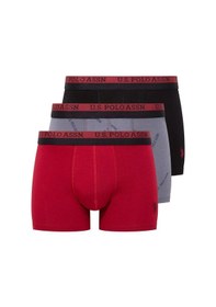 Resim U.S. Polo Assn. U.s Polo Assn. 80522 Erkek Pamuklu 3'lü Boxer-siyah&baskılı&bordo Siyah 