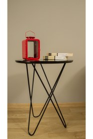 Resim By Trend Ahşap Metal Firkete Yıldız Ayaklı Yan Fiskos Orta Çay Sehpası 