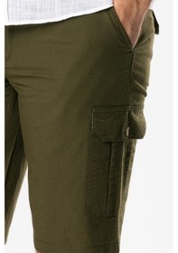 Resim Eliş Şile Bezi Ege Gabardin Kargo Cepli Şort Haki Hk-Haki 
