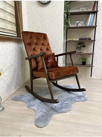 Resim Asedia Trend Ceviz Turuncu-Tarçın Kapitoenli Sallanan Sandalye Berjer 