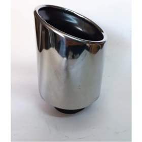 Resim 100 mm Paslanmaz Krom Içi Siyah Dolu Eğimli Tek Çıkış Sessiz 1 Adet Egzoz Ucu Eksoz - Egzozcum - 