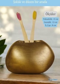 Resim Evene Diş Fırçalığı Diş Fırçalık Diş Fırçası Standı Diş Fırçası Tutucu Altın Eskitme Renk Model 22, e.dismodel22 