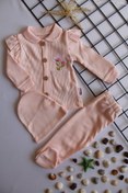 Resim Çizgili Pembe Bebek Pijama Takımı 