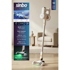 Resim Sinbo SVC-8636 Kablosuz Dikey Şarjlı Süpürge 2200MAH Li-Ion Bataryalı Bldc Motorlu Yeşil LED Işıklı Multi Cyclone 