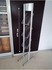 Resim Özfiliz Mağaza Ekipmanları Alüminyum Pleksi Broşür Taşıyıcı Broşürlük, 4 Katlı Broşürlük Reklam Tanıtım Stand Afiş 