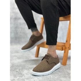 Resim BOA BA0003 Bağcıklı Klasik Spor Keten Kahverengi Beyaz Taban Casual Erkek Ayakkabı 