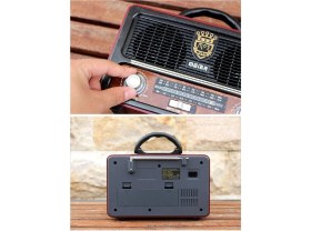 Resim Kahverengi Ahşap Görünümlü Bluetooth Radyo, Usb, Sd Kart, Kumandalı, Şarjlı ve Pilli 