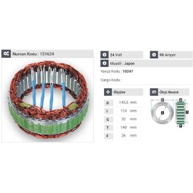 Resim 24v Alternatör Statör Mıtsubıshı Tipi 90 A 4 Uçlu Daf-ıveco-ren N11.2768 