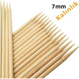 Resim Hayal Sepeti Bambu 7mm Kalın Ahşap Çöp Şiş Çubuğu 40 cm - 20 Adet 