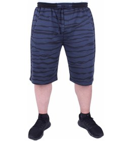 Resim Mocgrande Büyük Beden Erkek Penye Şort Diagonal 23601 Indıgo Çok Renkli 