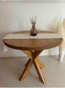 Resim inci mobilya ahşap Ahşap Yuvarlak Masa 