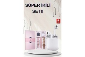 Resim Pileli Store Pilelistore 3 Kordonlu Dokunmatik Ekran Akıllı Saat ve 2.nesil Kablosuz Bluetooth Kulaklık Anc/enc 