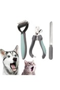 Resim Hype Store Premium Pet Bakım Seti Kedi Köpek Tırnak Makası Tırnak Törpüsü ve Çift Taraflı Tüy Açıcı Tarak Pma E 