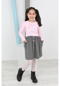 Resim Toontoy Kız Çocuk Beauty Love Baskılı Elbise Pembe 