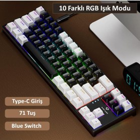 Resim Valkyrie K710 Blue Switch Dark Alien 71 Tuş RGB Gaming Klavye 