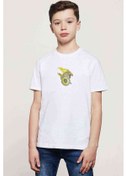 Resim Dragon Shield Baskılı Unisex Çocuk Beyaz T-Shirt 