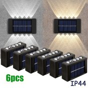 Resim 6 adet, 10LED'li güneş enerjili dış cephe duvar lambası, açık hava aydınlatması, dekoratif dış duvar ışık, ev tipi LED peyzaj lambası, dış mekanlar, avlu, villa, çit, teras, bahçe için uygun 