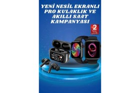 Resim Butik Bfs Ekranlı Yeni Nesil Pro Kulaklık ve Akıllı Saat Kampanyası Kulak Içi Mikrofonlu 