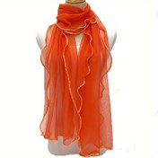 Resim Monochrome Ruffled Edge Scarf İnce Nefes Alabilen Şal Casual Güneş Korumalı Baş Sarığı Kadınlar İçin 