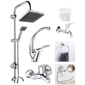 Resim Sıcak Soğuk Çift Su Girişli Banyo Duş Ve Wc Musluğu Çeşmesi Bataryası Full Set Diğer 