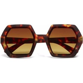Resim Okkia Emma Big Hexagonal Unisex Güneş Gözlüğü Klasik Havana Çok Renkli 