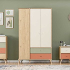 Resim Adore Mobilya Terra Genç Odası 3 Kapılı 2 Çekmeceli Gardırop - Florida Meşe-Karışık Renk 121x200x54 CM 