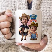 Resim Kovboy Baba ve Oğlu Karikatürlü Kupa Bardak 