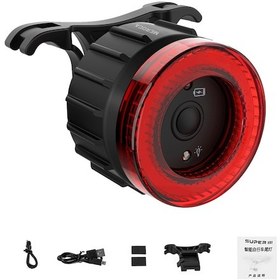 Resim Konesam Jant Arabası Akıllı Fren Arka Lambası, Usb Şarjlı, Ipx5 Su Geçirmez, Gece Sürüşü Güvenliği, Aluminyum Ve Plastik Malzeme Siyah 