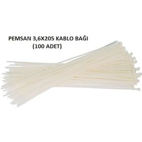 Resim Pemsan 3.6X205 Plastik Cırt Kelepçe Kablo Bağı Beyaz 100'Lu Paket 