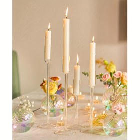Resim Şık Cam Mum Tutucu Seti - Masa Dekoru İçin Konik Şekilli Merkezi Aksesuarlar, Düğün, Noel ve Tatil Kutlamaları İçin İdeal, Festivite Ev ve Oda Dekoru, Noel Dekoru 