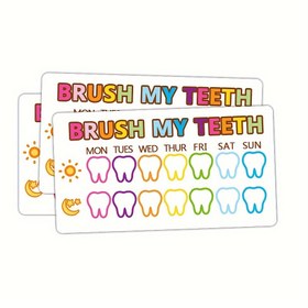 Resim 50 Adet Dişlerimi Fırçala Ödül Kartları – Gençler İçin Renkli Diş Fırçası Alışkanlık Takipçisi, 5.08x8.89 cm, Net Desenlerle Motivasyonel Diş Bakım Aracı, Dayanıklı Kağıt Malzeme 