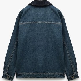 Resim Koton Pamuklu Oversize Uzun Kollu Fermuar Detaylı Denim Ceket İndigo Stone 5sam50024nd İndigo - Taş Çok Renkli 