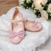 Resim PATİK BEBE Kız Çocuk Fiyonklu Pudra Renk Ortopedik Babet 